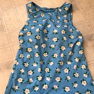 Lands' End Blue Floral Swim Dress